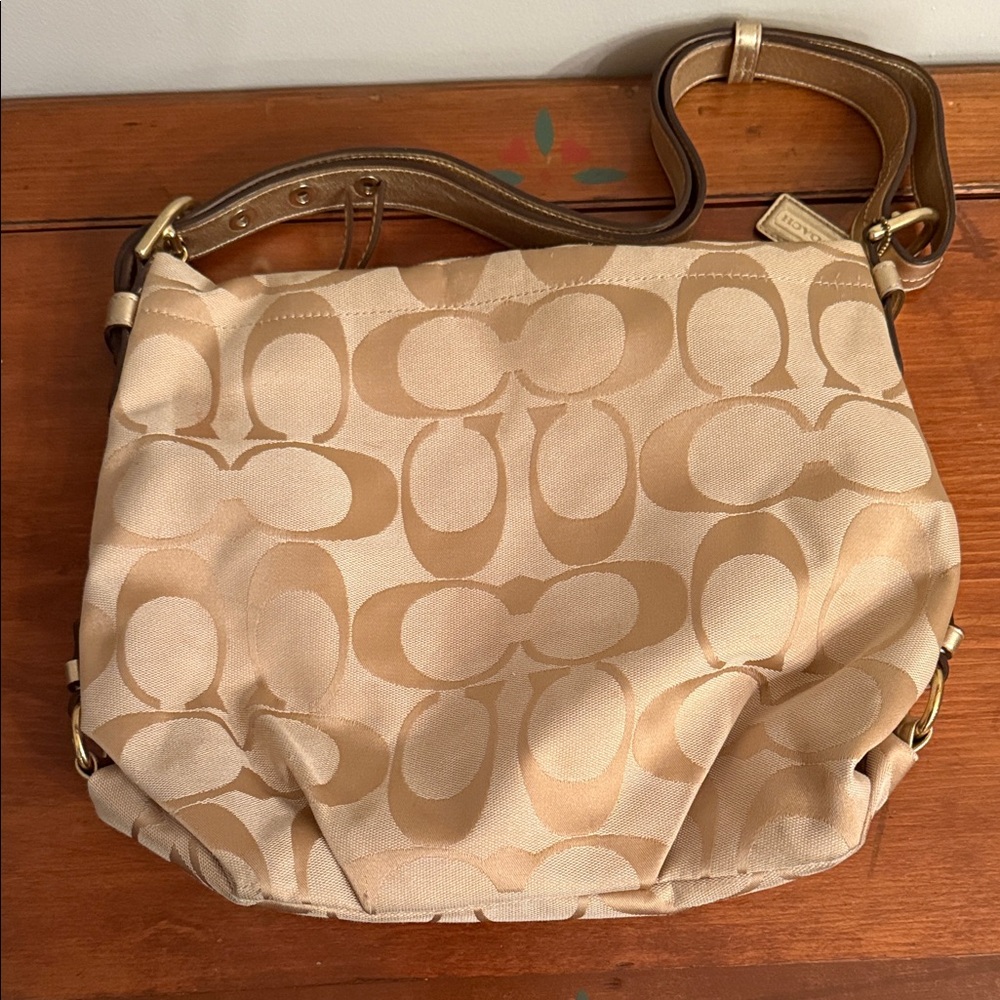 Coach Beige Signature Shoulder Bag